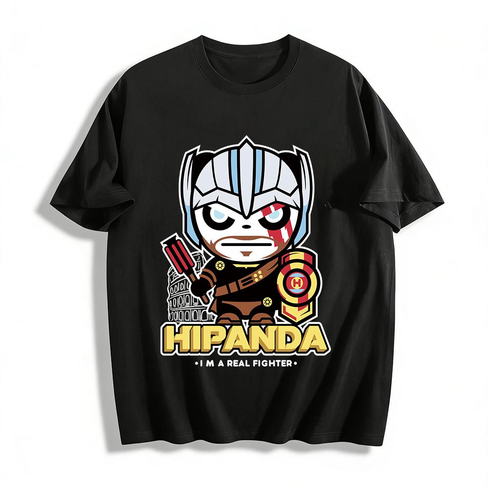HIPANDA x God of War Kratos Panda Print Trendy T-Shirt Unisex Loose Fit Casual Cotton Top Pure cotton T-shirt XXS