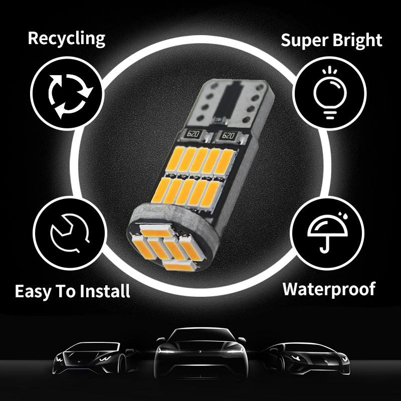 5PCS T10 W5W Led Bulbs Canbus 4014 26SMD Car Interior Dome Reading License Plate Light Signal Lamp 6000K Bulbs 7