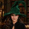 Full Color Matte Witch Hat for Women, Large Ruched Velvet Wizard Twisted Halloween Party Headwear Party, Cosplay Costume, Stage Performance Accessory