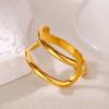 Minimalist Stainless Steel Rings For Women Gold Color Geometric Trendy Opening Ring Wedding Christmas Durable Jewelry Gift
