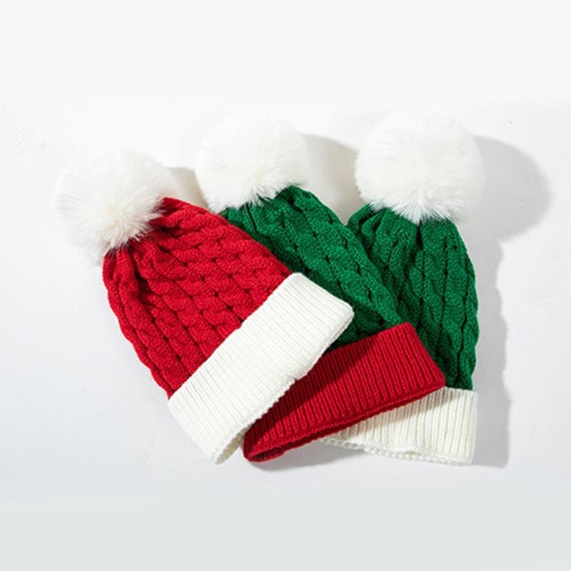 Baby Weihnachtsmann Mütze Gemütliche Handgestrickte Mützen Themenwarme Mütze Kopfbedeckung für Weihnachtsfeier und Fotografie 0-3 Jahre