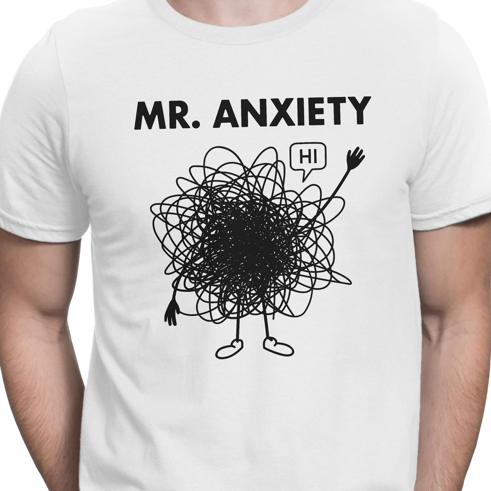 Mr Anxiety T-shirt Funny Anxiety T Shirt Ironic Stress Shirt 2XL