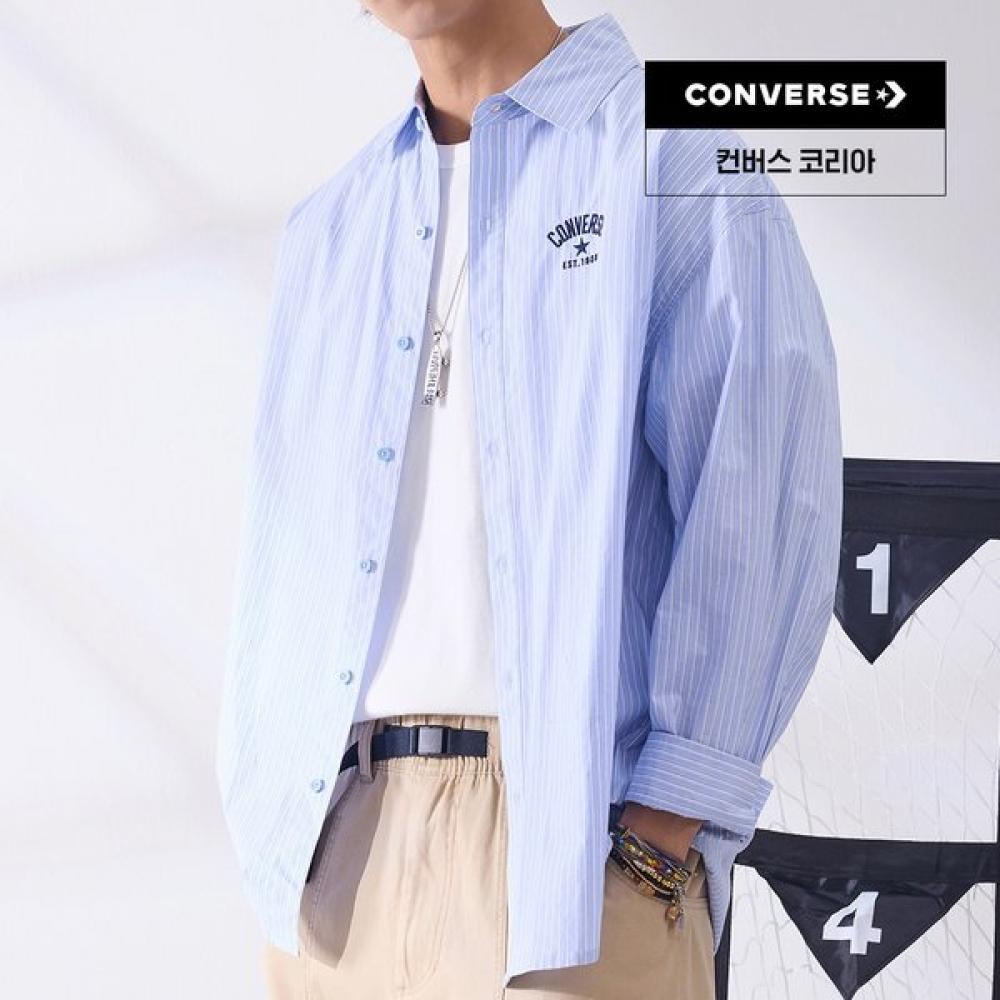 Converse Stripe Long Sleeve Woven Shirt Blue It Mcj402 Ufc