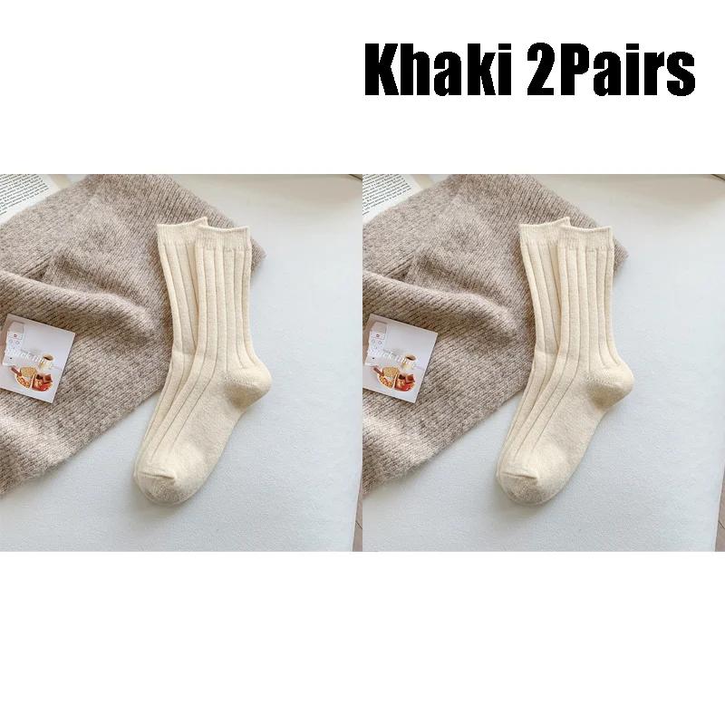 Novas meias de inverno femininas, meias de lã de caxemira, grossas, quentes, meias femininas, meias japonesas, moda harajuku, cor sólida, meias térmicas longas