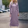 Women's Fashion Solid-color Long-sleeved Hooded And Fleece Long Sweatshirt