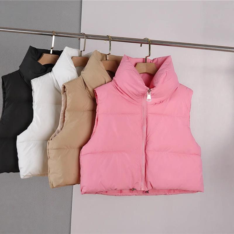 

Короткий пуховый хлопковый жилет 2025 новый однотонный осенне-зимний жилет куртка L белый