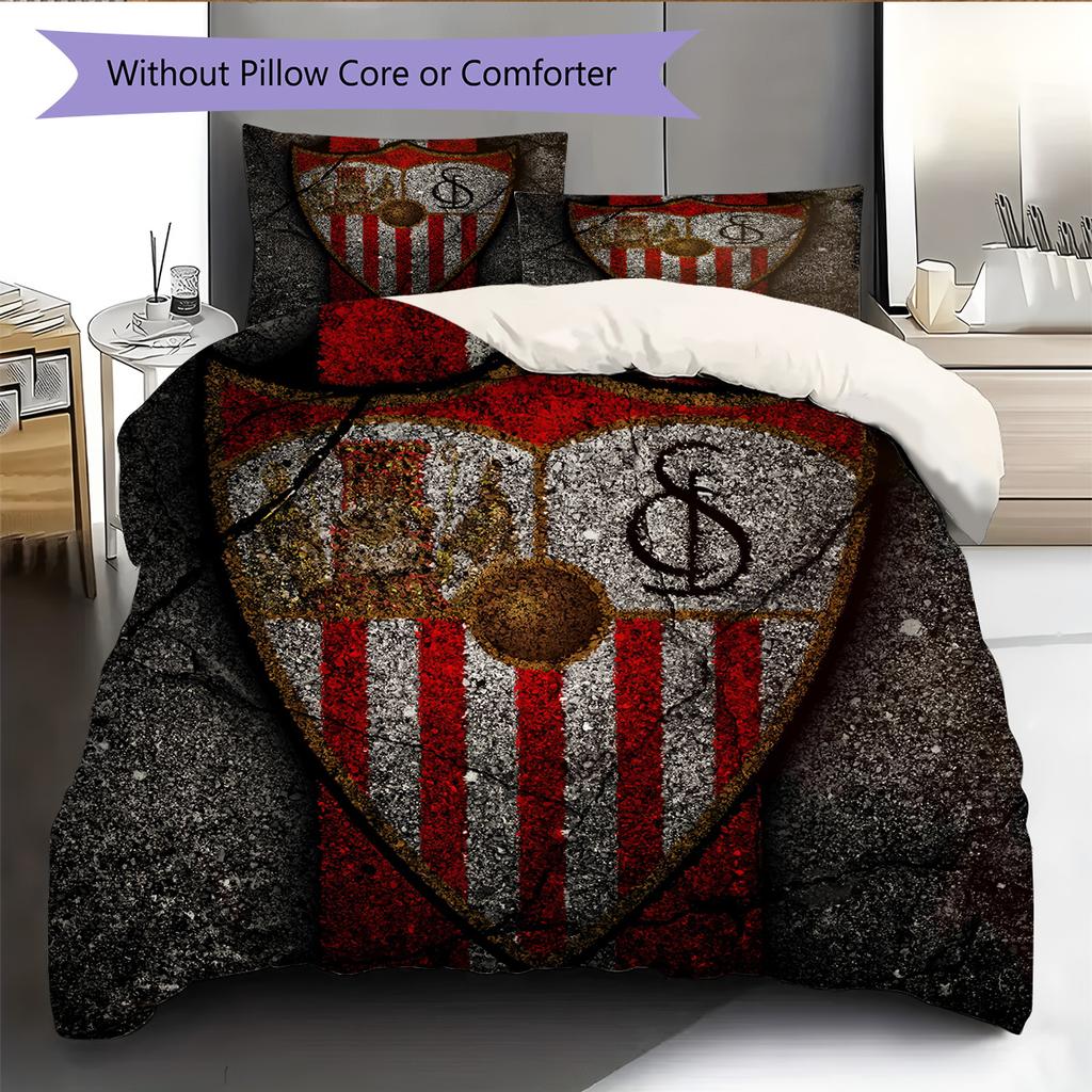 Sevilla FC Patrón Juego de Ropa de Cama Colcha Decoración del Hogar Regalo (1 funda nórdica + 2 fundas de almohada sin relleno.)
