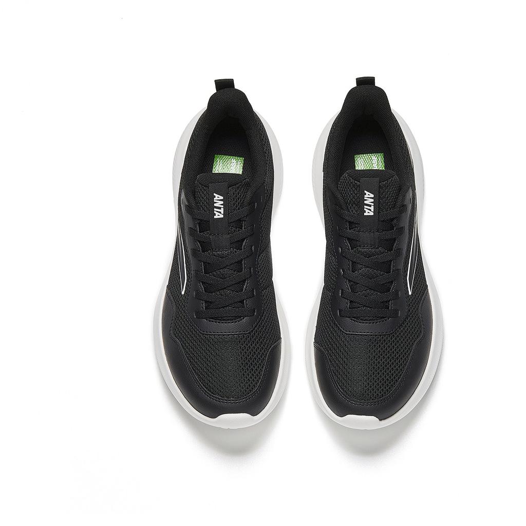 Anta Cushioning Slip Resistant Breathable Low top City Commuting Running Shoes Men's Basic Black/Papyrus White 912615541-4