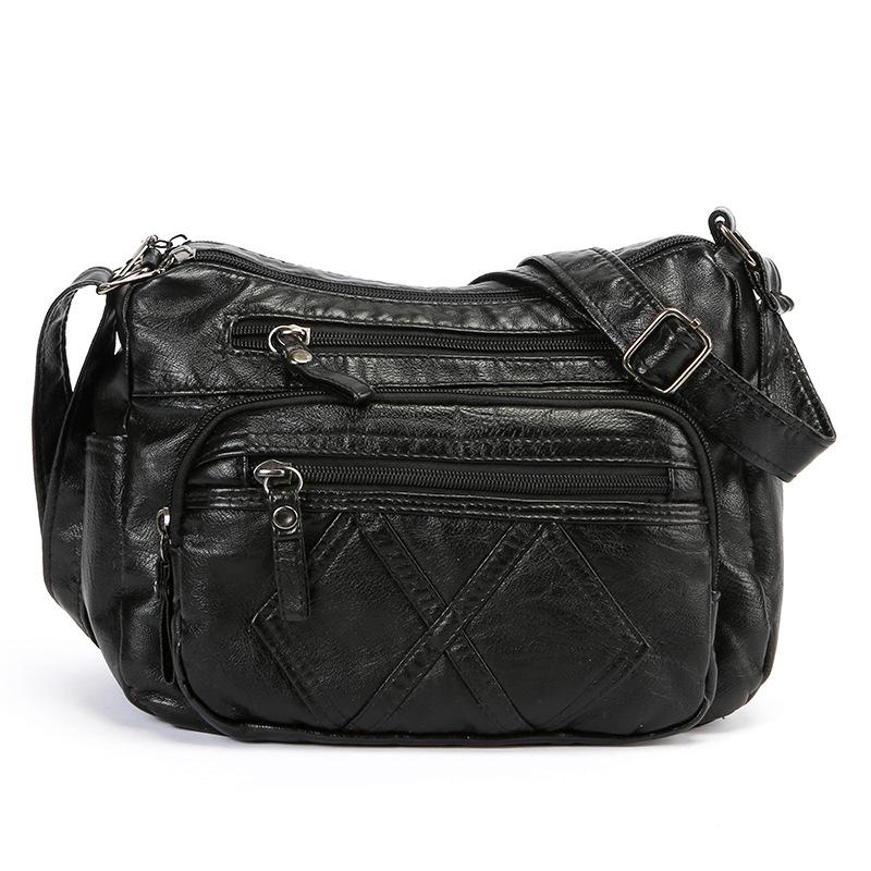Fashion mother bag new women's bag multi-layer large-capacity soft leather shoulder messenger bag simple retro backpack women