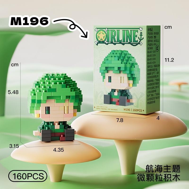 New One Piece Sun God Nika Luffy Micro Action Block Chopper Ace Buggy 3D Anime Model Assembly Mini Bricks Figure Toys For Gifts.
