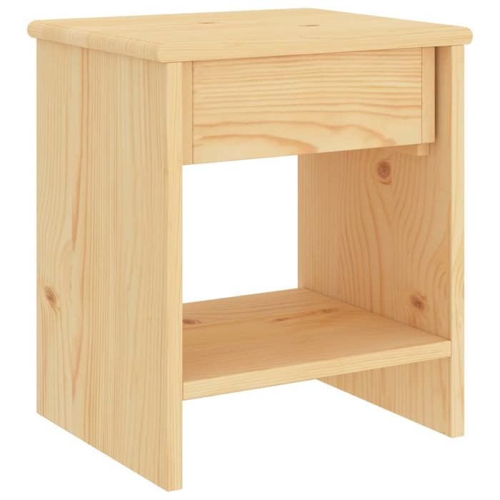 Table de chevet - Maison Exclusive - Bois de pin massif - 1 tiroir - 1 étagère - Naturel