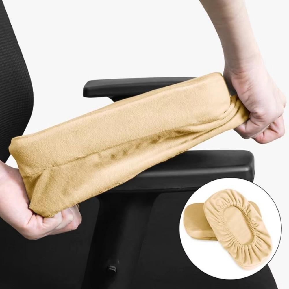 2pcs Elastic Nonslip Armrest Covers Sponge Velvet Washable Chair Slipcover Heighten Arm Cover for Elbows and Forearms Support