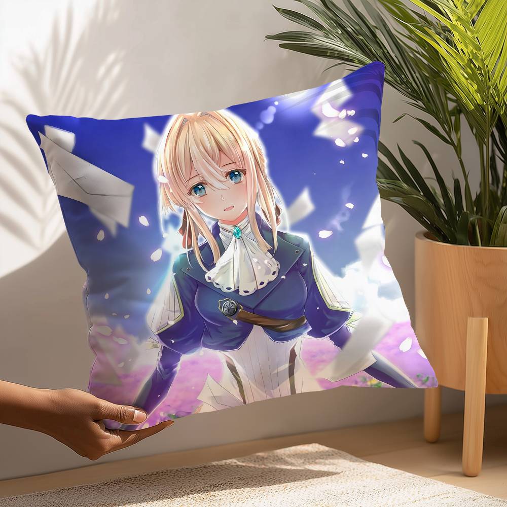 Anime Violet Evergarden Pillow Case Plush Fabric Soft  Pillowcase Double Sided Print Cushion Cover Household Gifts