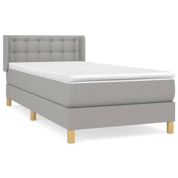 3130545 vidaXL Lit à sommier tapissier avec matelas Gris clair 80x200 cm Tissu