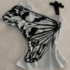 Sexy Off Shoulder Summer T Shirt Women Korean Harajuku Aesthetic Print Short Sleeve Body Tops Female Tees Front Bow Tied