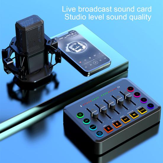 Gaming Audio Mixer Card Independent Channel External Sound Control Bluetooth-compatible Streaming RGB PC