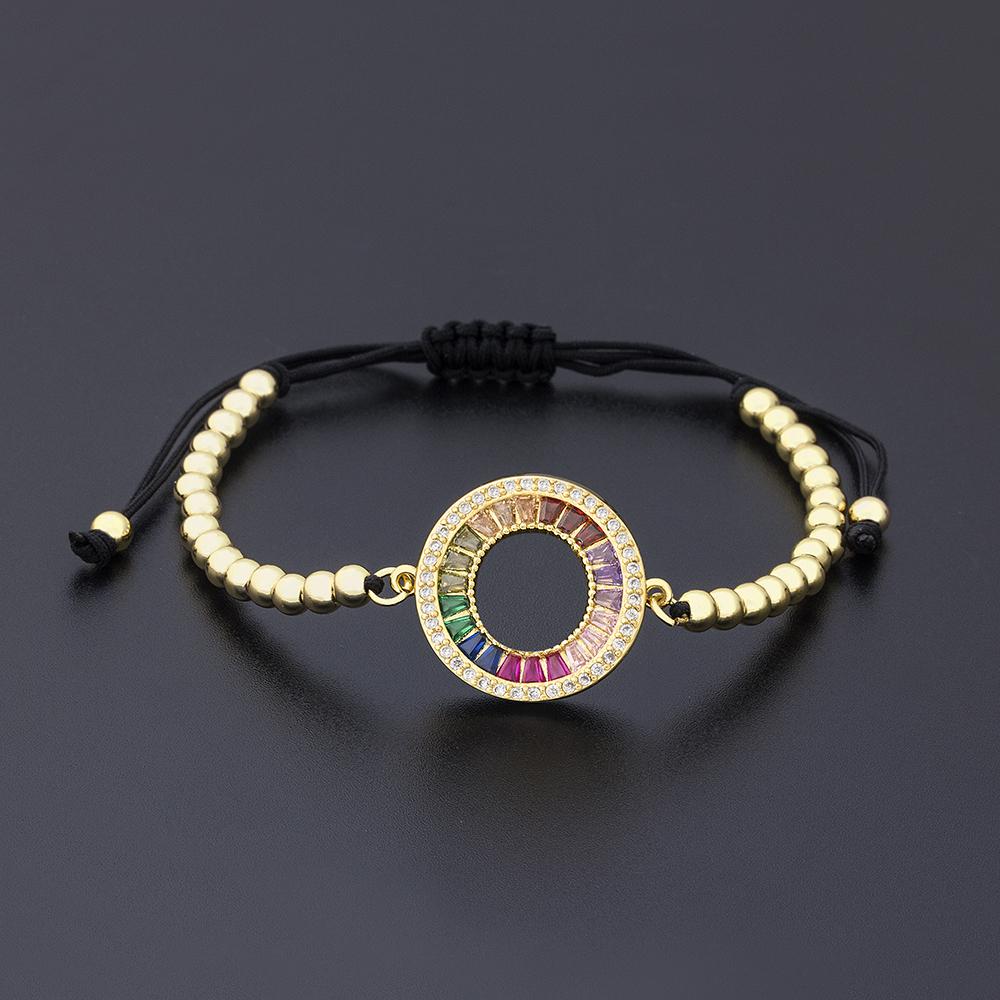 Nidin New Classic Light Luxury Copper Macrame Pave CZ 4MM Beads 8 Shape Men Women Handmade Adjustable Bracelets Jewelry Gift