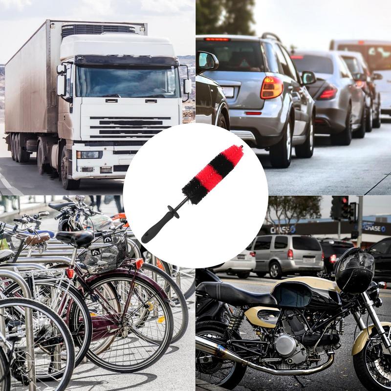 Car Wheel Brush Soft Bristle Tire Steel Ring Detail Cleaning Brush Tyre Alloy Soft Bristle Cleaner Car Washing Supplies Tool