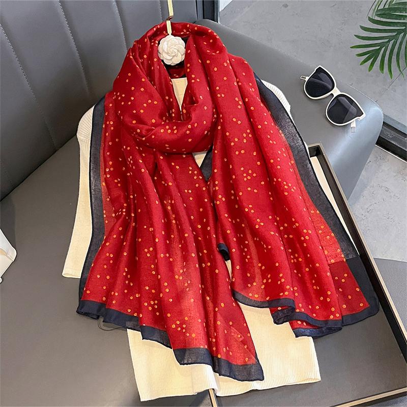 New Spring Women Cotton Scarf Beach Hijab Shawls and Wraps  Luxury Brand Flower Female Foulard Echarpe Designer Bandana