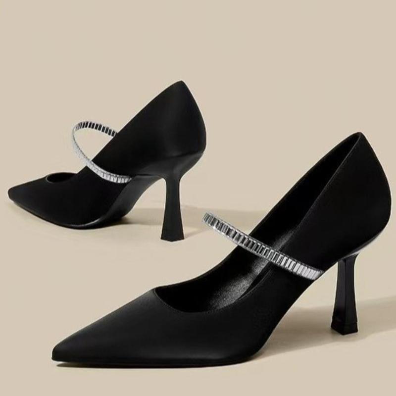 Móda 2025 Nové Dámské Sandály na Vysokém Podpatku s Ostrým Špičkou a Páskem Vzadu, Vílí Styl, Jednoduché Boty, Sandály Dámské Boty