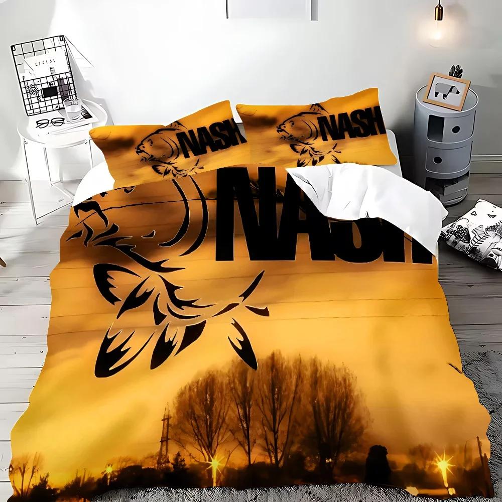 Nash Fishing Logo Duvet Cover Set Fish Pattern Bedding Set Adult Boy Girl Bedroom Decoration Children Gift Single Double Size