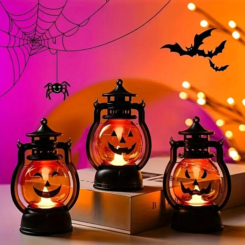 Halloween Pumpkin Ghost Face Lamp Portable Skull Decoration Light for Bar Party Table Atmosphere Prop Halloween Decor Use