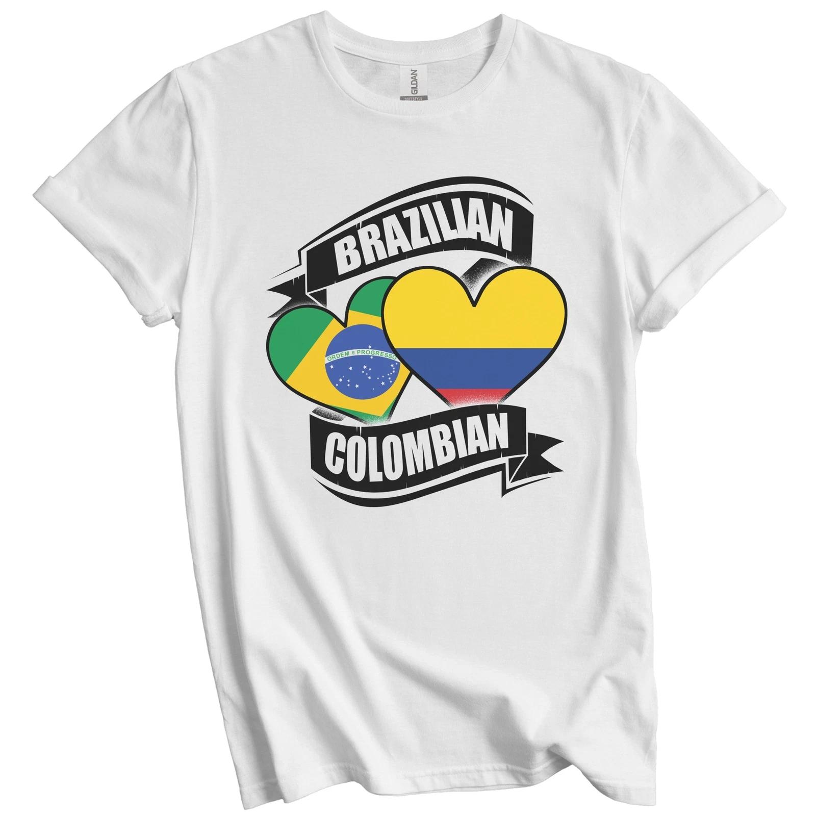 Brazilian Colombian Hearts Brazil Colombia Flags T-Shirt XL