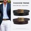 Meier Men's genuine leather belt - zodiac alloy automatic buckle - premium top grain cowhide jeans belt