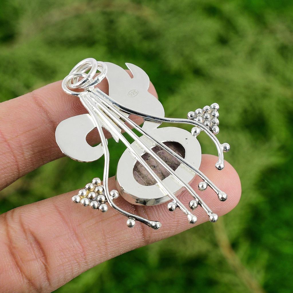 Daughters Day Sale Sterling Silver Natural Rhodonite Mother Boho Pendant Jewelry