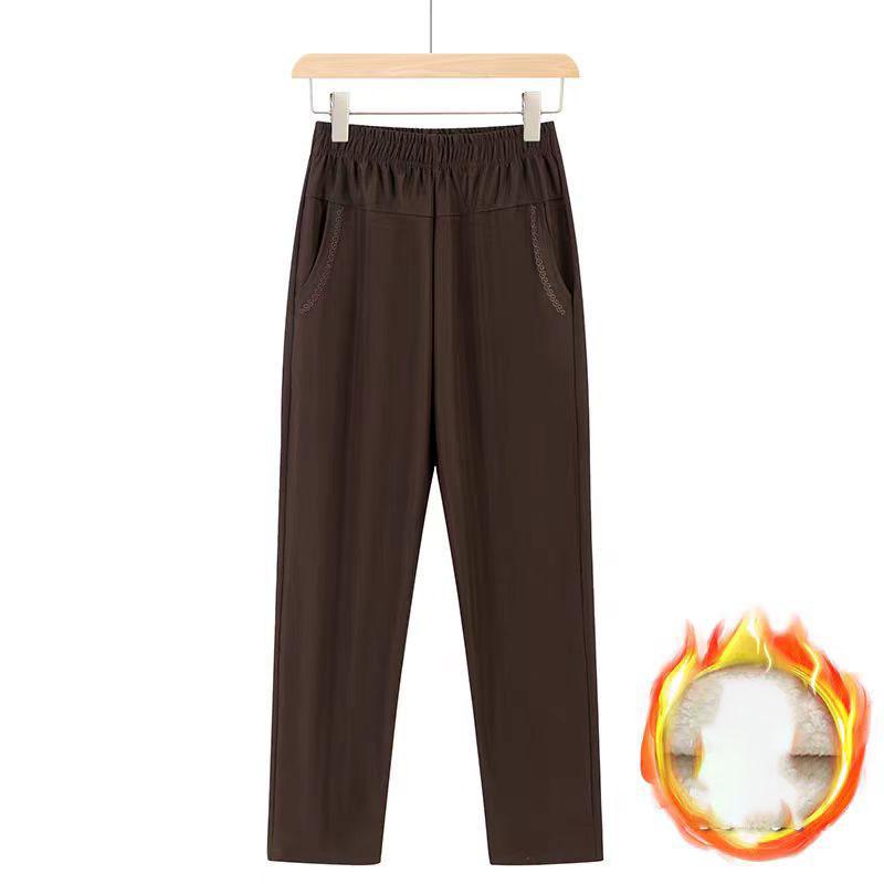 Oversize 8XL Women Trousers Solid Elastic High Waist Casual Pants Autumn Winter Female Straight Pants Mother Long Pants