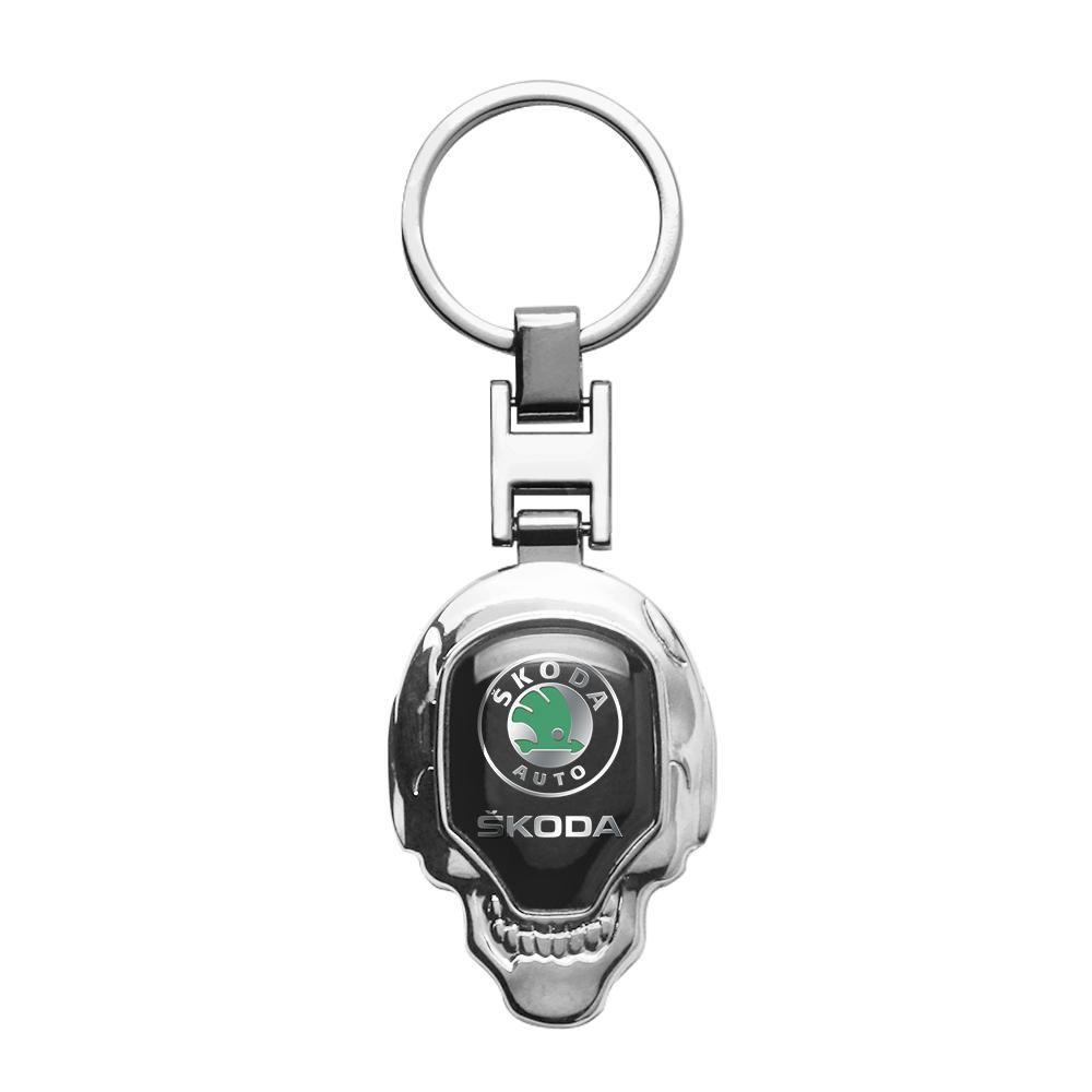 WOHE7 Car Logo Keychain Key Ring Chain Pendant Gifts For Skoda Octavia Kodiaq Fabia Karoq Superb Rapid Felicia RS Hubcap Accessories
