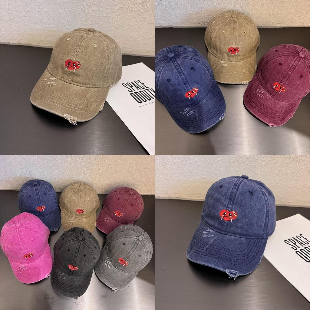 Crying Heart Shaped Baseball Cap With Curved Brim And Wash Cotton Material For Summer Activities