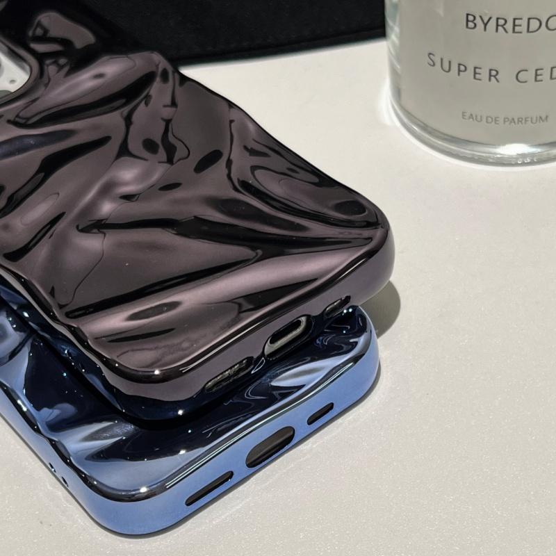 Fashion Plating Glossy Laser Wrinkle Sparkle Case For iPhone 16 15 14 13 12 11 Pro Max Plus Meteorite Texture Bumper Cover Funda