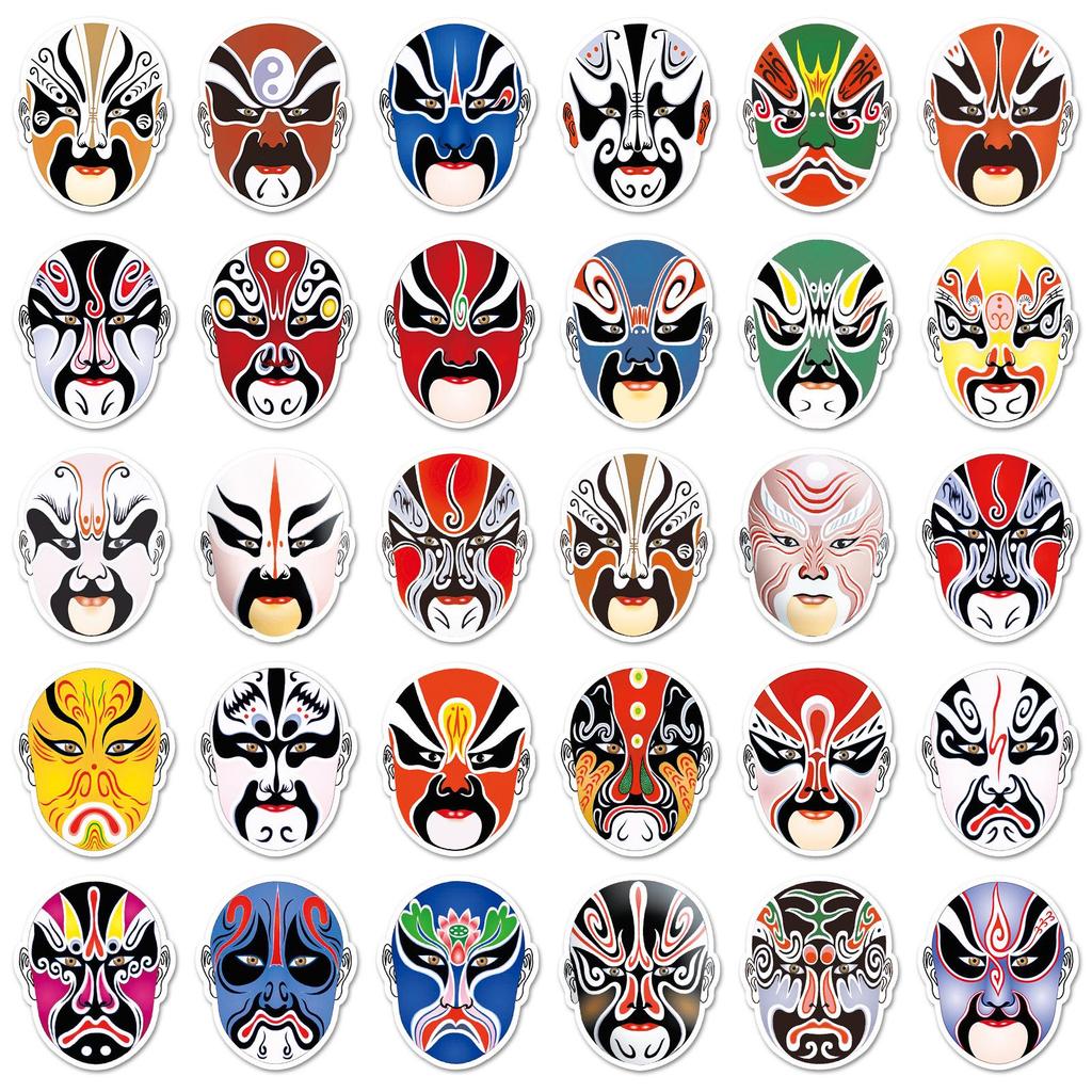 120 Peking Opera Face Painting Stickers - Creative Chinese Style, Waterproof Decorative Stickers for Computers and Phones.