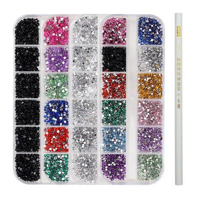 1 doos Nail Art-steentjes met platte bodem en plukpotlood