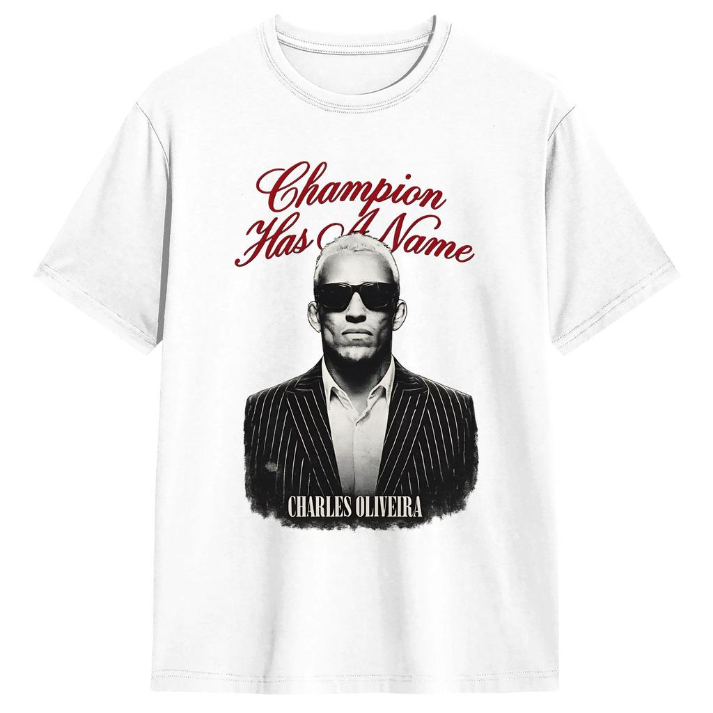 Charles Oliveira Has A Name TShirt Unisex  Vintage Cotton Tees Crewneck Short Sleeve T Shirt Party Clothing