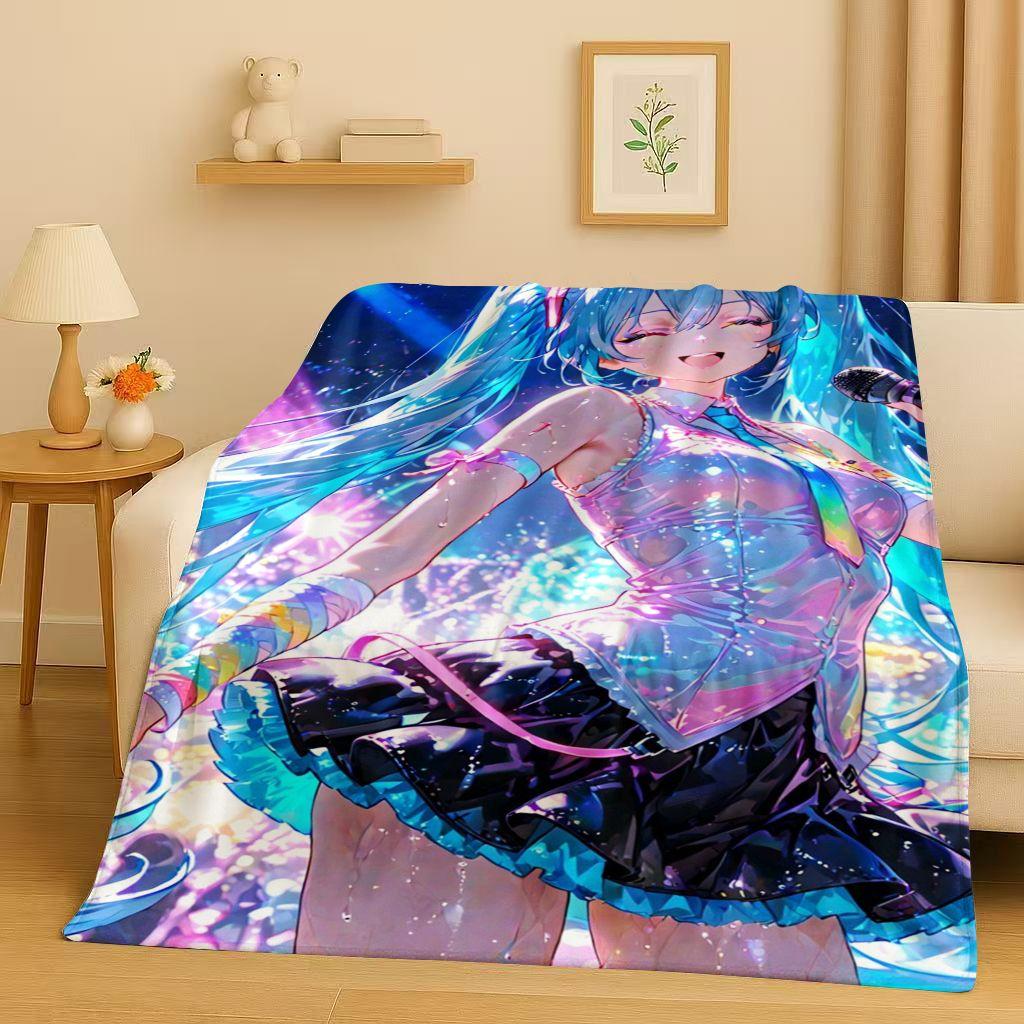 Manta de Franela Kawaii 3D de M MIKU, Dibujo Animado Musical para Niña, Manta de Felpa Ultra Suave y Cálida para Hogar, Dormitorio, Cama, Sofá, Regalo para Niños