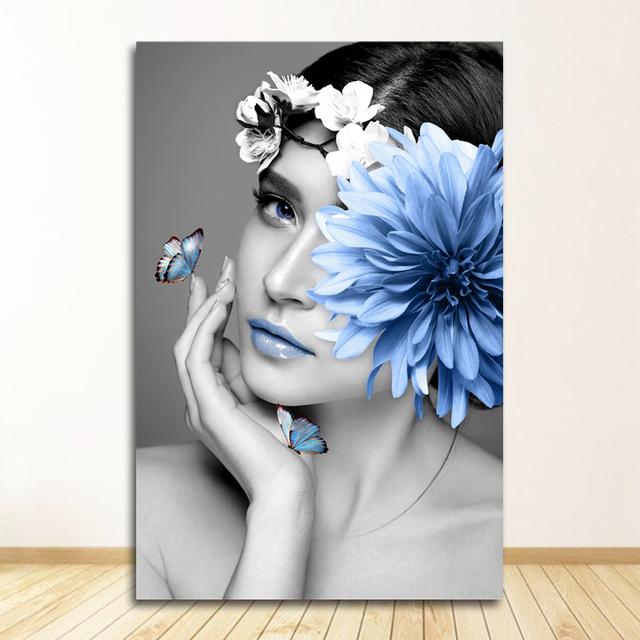 

Украшение, картина, скандинавский декор для гостиной, скандинавский цветок, женщина, настенное искусство, печать на холсте, абстрактный плакат, картина без рамки 21*30cm