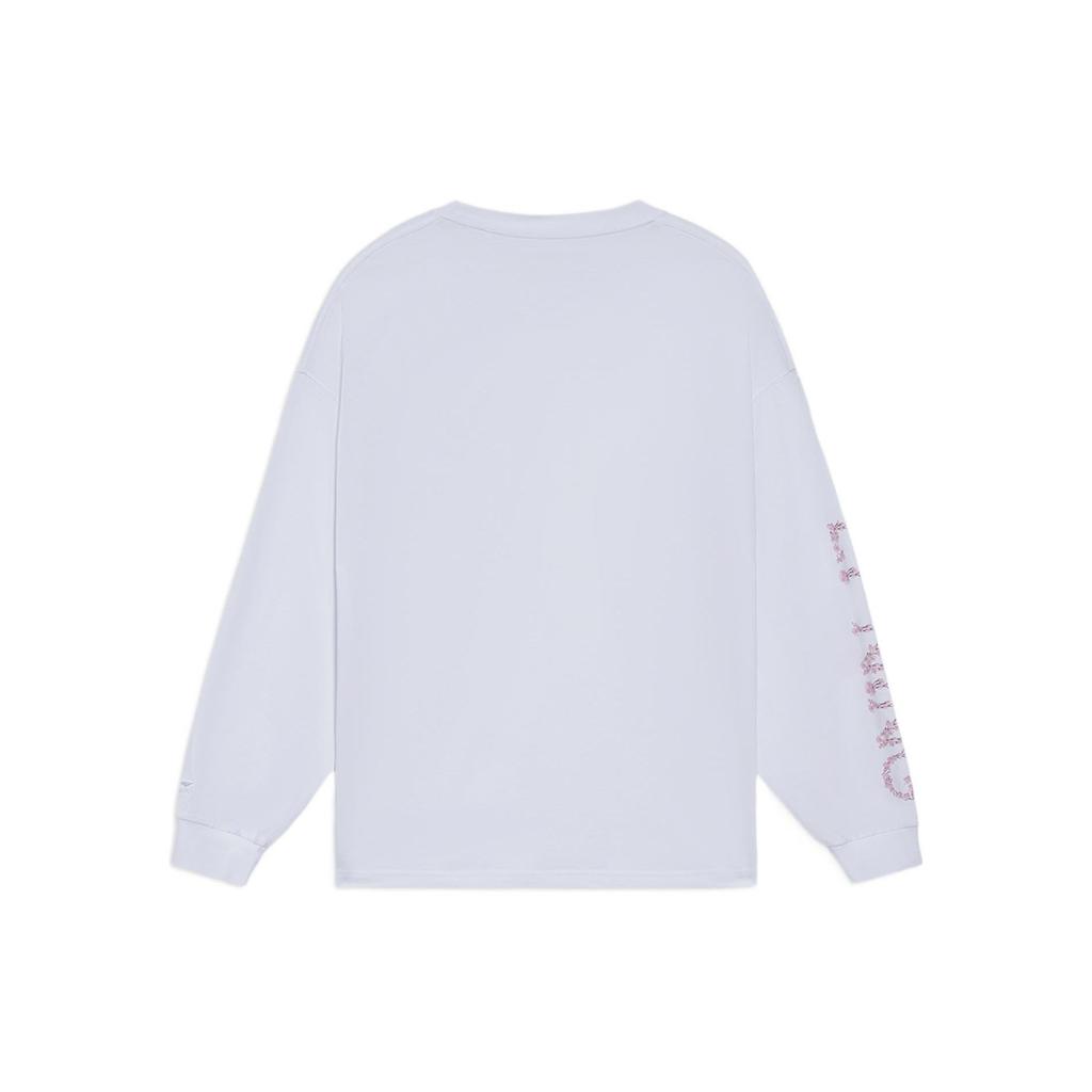Li-Ning Sakura Series Letter Print Casual Pullover T-Shirt SS22 Drop Shoulder Unisex Tops White AHSS915-1