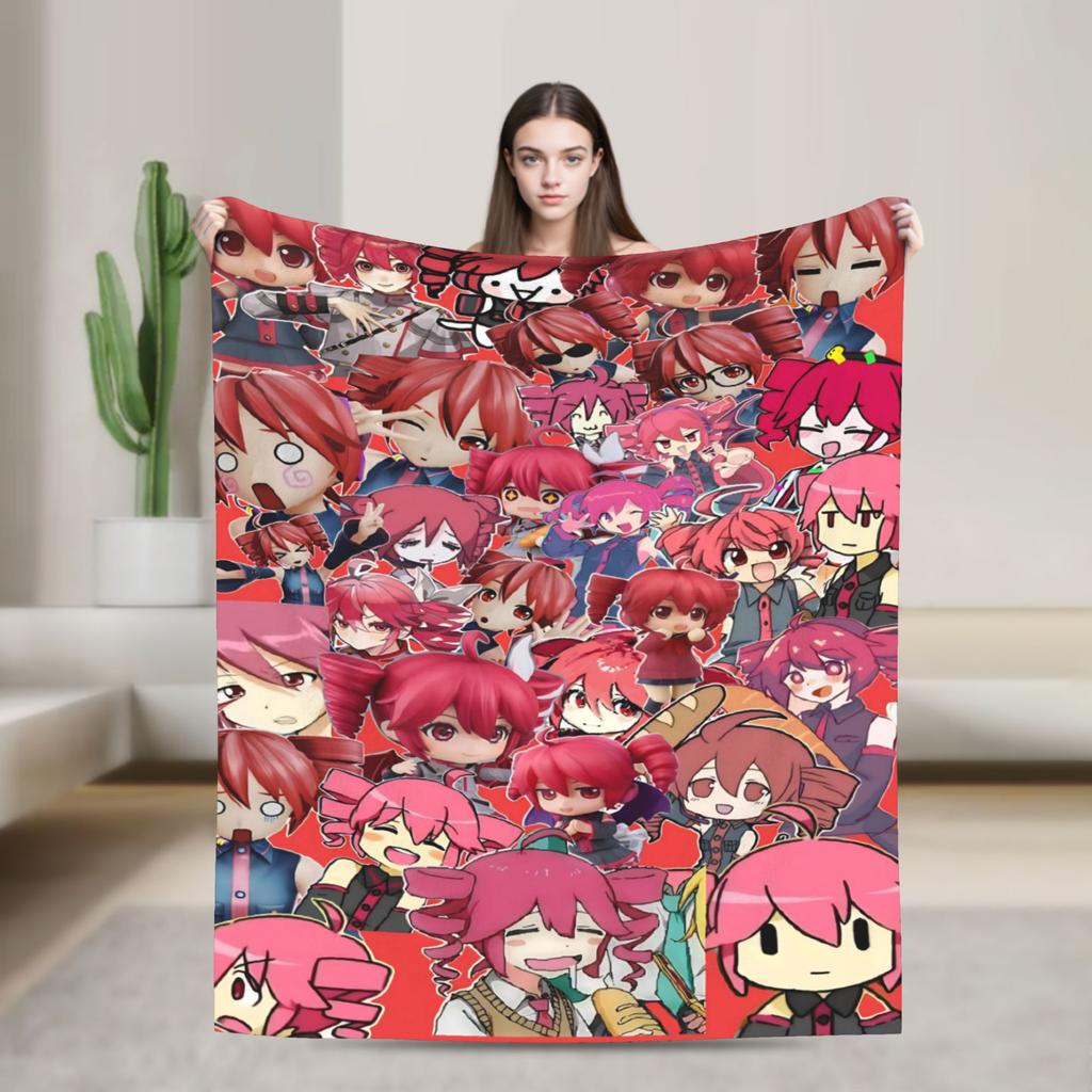 Anime Kasane Teto Flannel Printed Blanket Suitable for All Seasons Suitable for Living Room Office Sofa and Travel 180x250CM