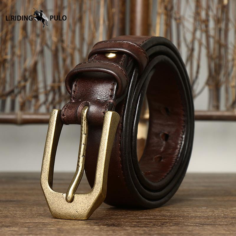Double-sided Genuine Leather Belt Men's Genuine Leather Pin Buckle Simple Versatile Casual Belt Men's
