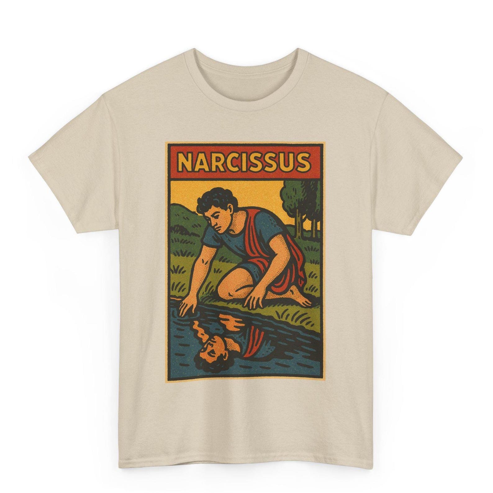 Narcissus Retro Comic T-Shirt: Greek Myth Graphic Tee L