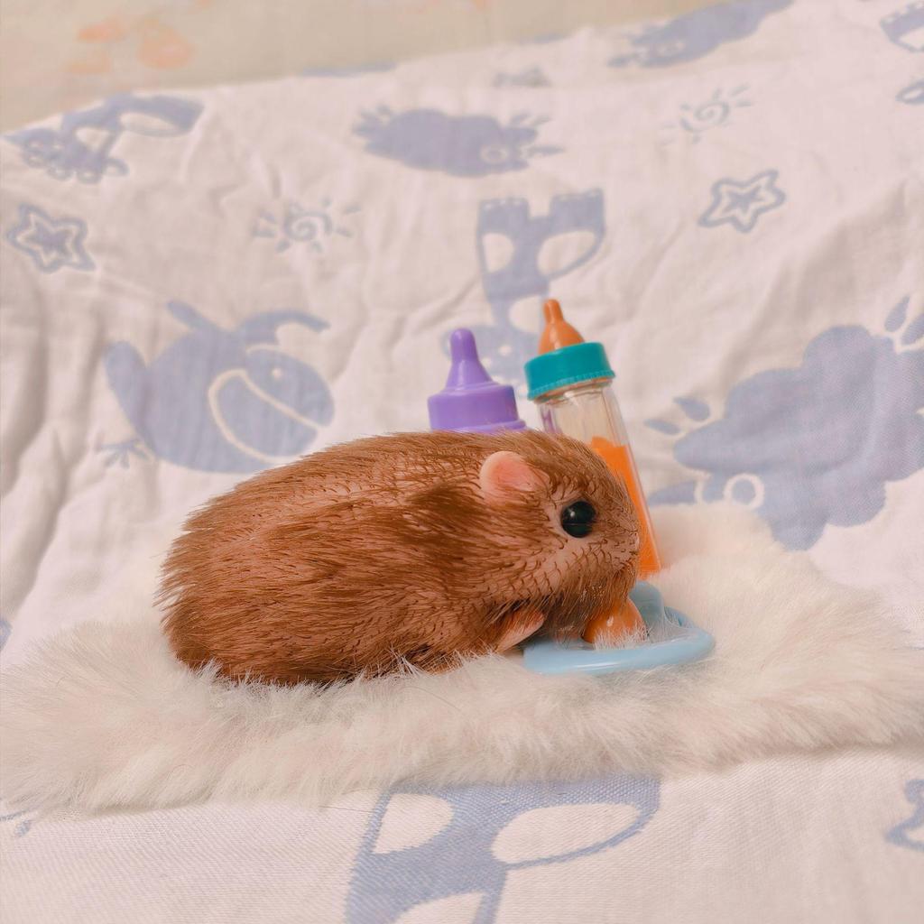 5-Inch Silicone Reborn Hamster Doll with Implanted Hair - Cute Miniature Animal in Blue Sea Theme