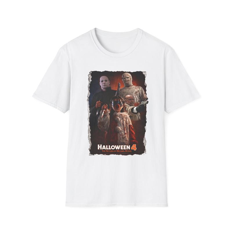 Halloween 4 Movie Poster Unisex T-Shirt| Horror Character Collage XXL