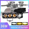 Motorcycle LED Spotlights Super Bright Headlights Three-eye Lens Fisheye Two-color Lights Retrofit Waterproof Shock-proof