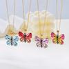 Simple Gold Color Stainless Steel Clavicle Necklace for Women Light Luxury Resin Butterfly Pendant Necklace Friendship Jewelry