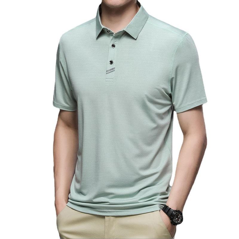 Camiseta polo de hombre de color sólido Camiseta de manga corta holgada informal de negocios para hombre