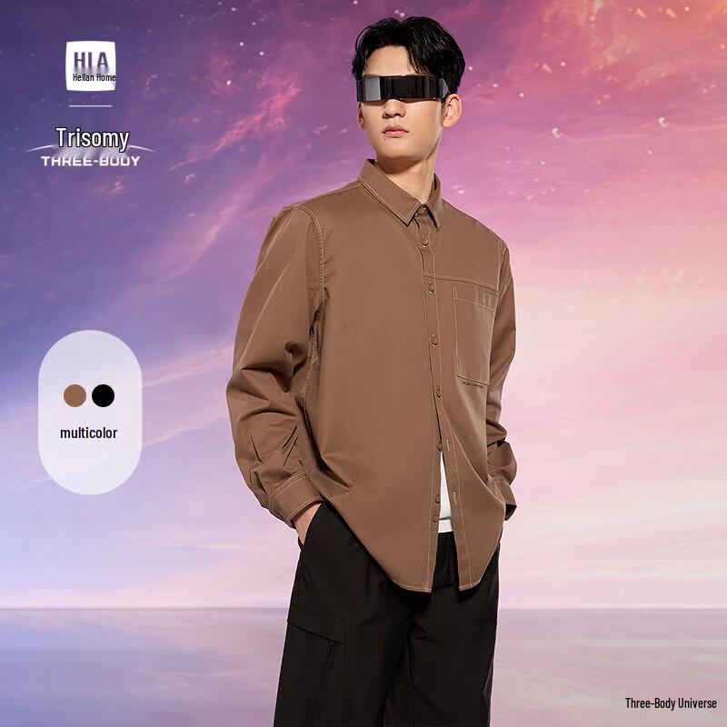 HLA Men s The Three-Body Problem Embroidered Long Sleeve Shirt M