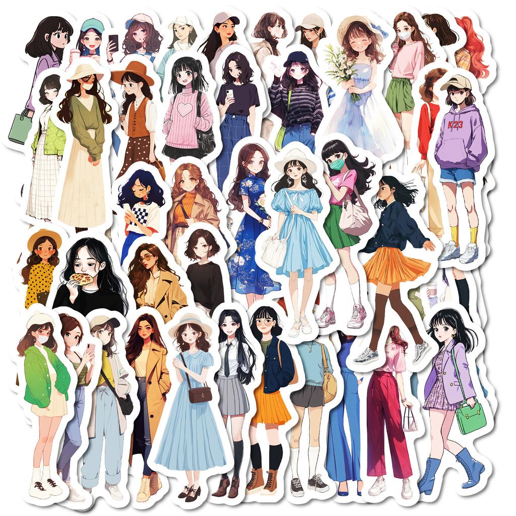50 Pictures of Cute Girls' Various Outfit Stickers for Casual Ins Feng Forest Style Outfits Without Repeating Stickers