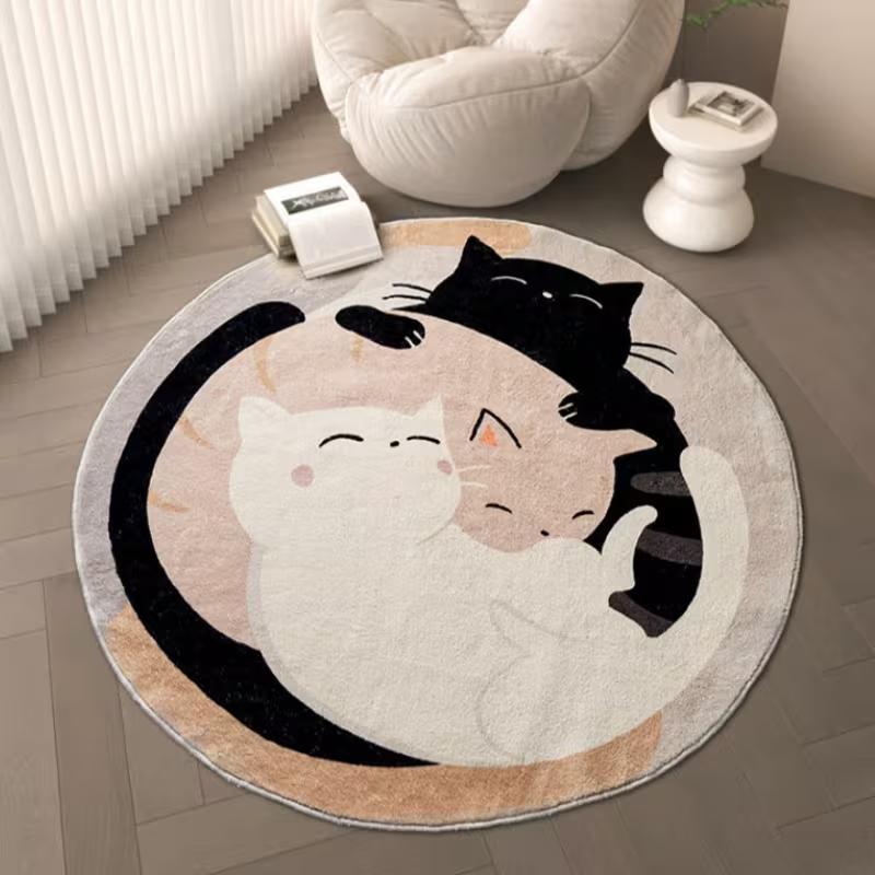 Retro Waves Print Round Carpet for Living Room Rugs Anti-Slip Foll Mat for Bedroom Sofa Table Home Area Rug Rugs for Bedroom